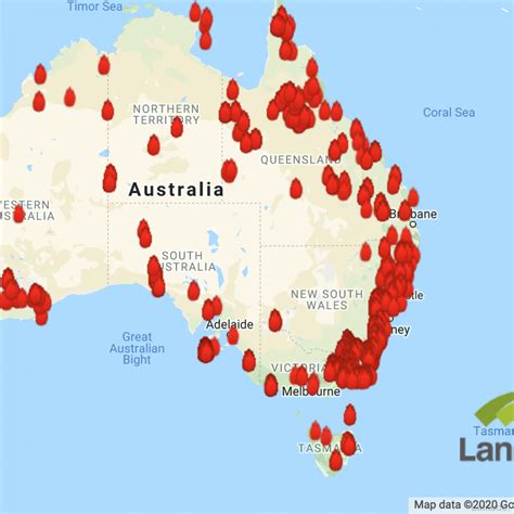 Map of Fires in Australia